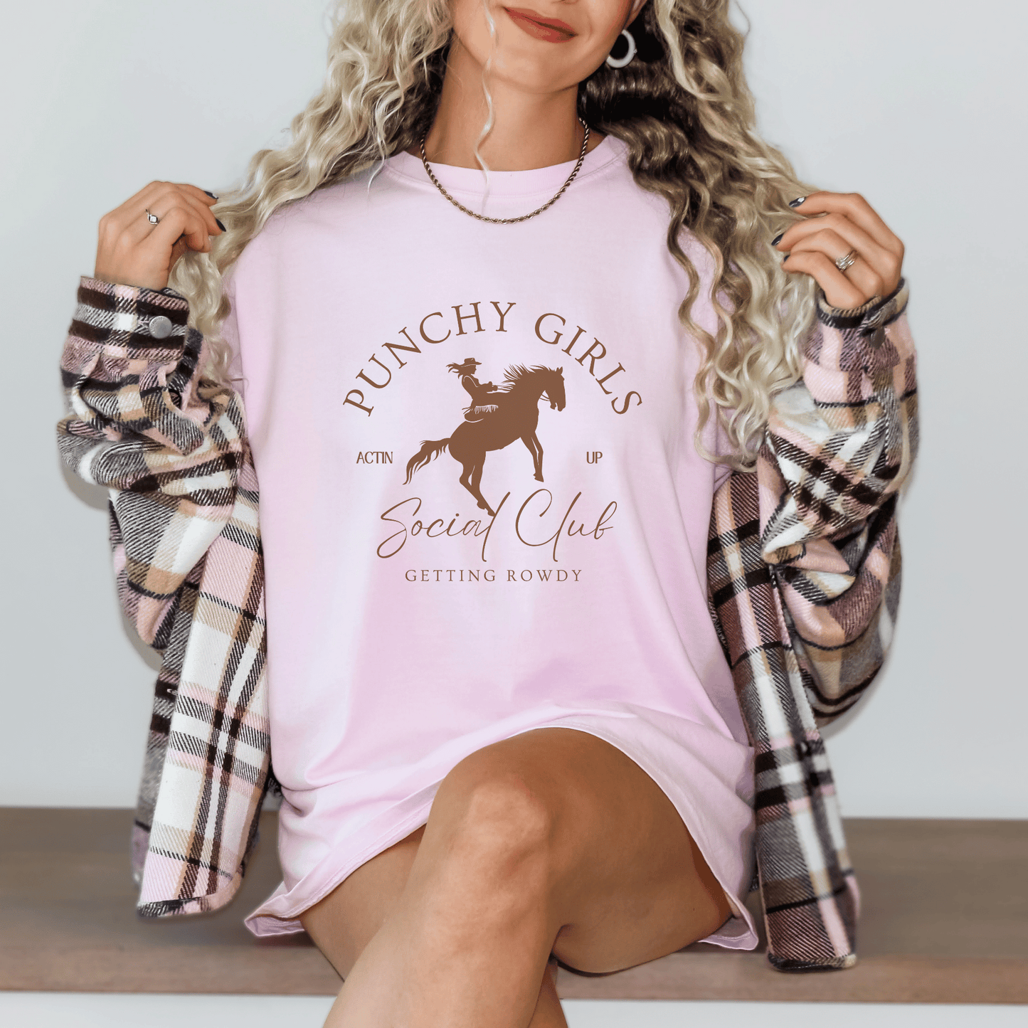 Punchy Cowgirl Saying Social Club T-Shirt.