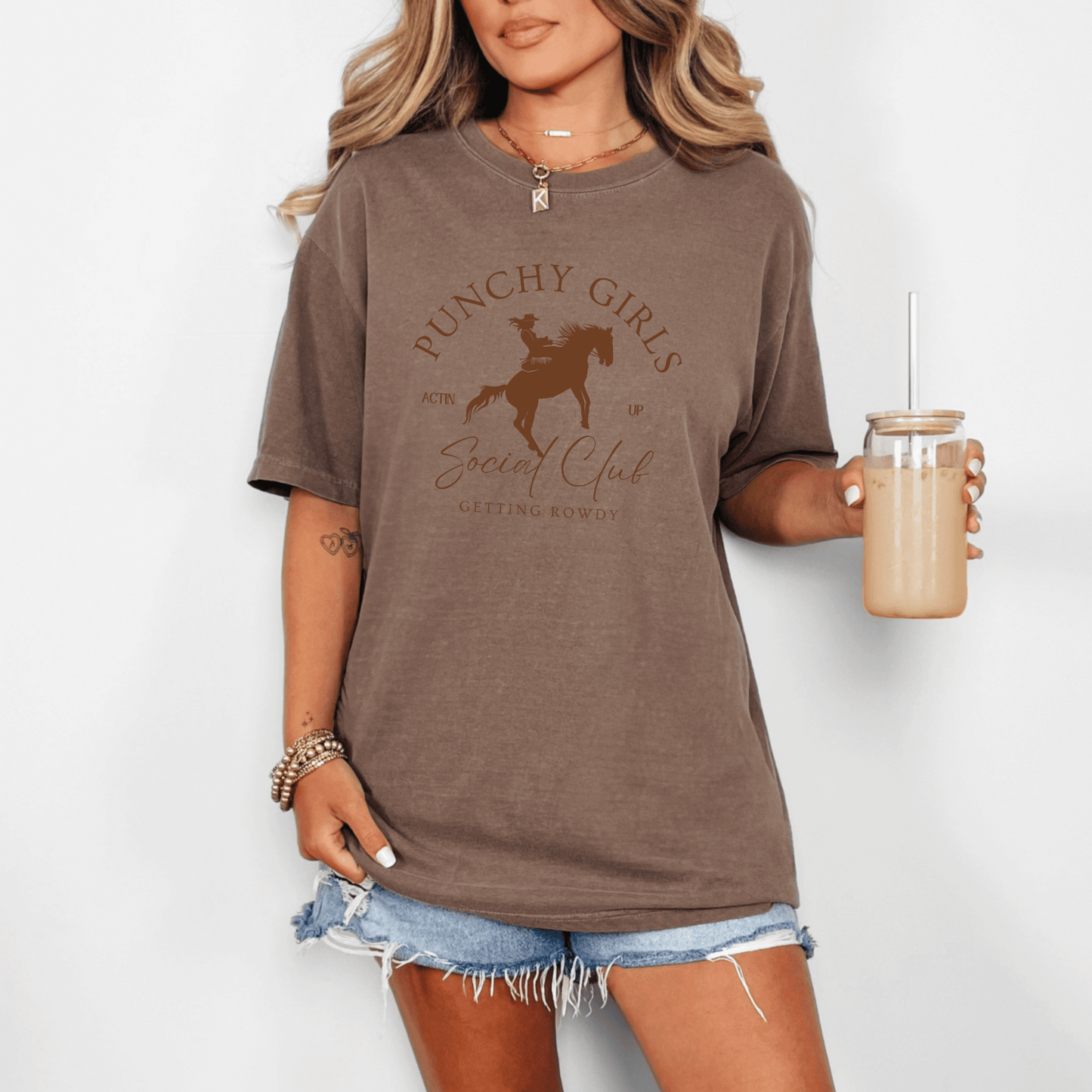 Punchy Cowgirl Saying Social Club T-Shirt.