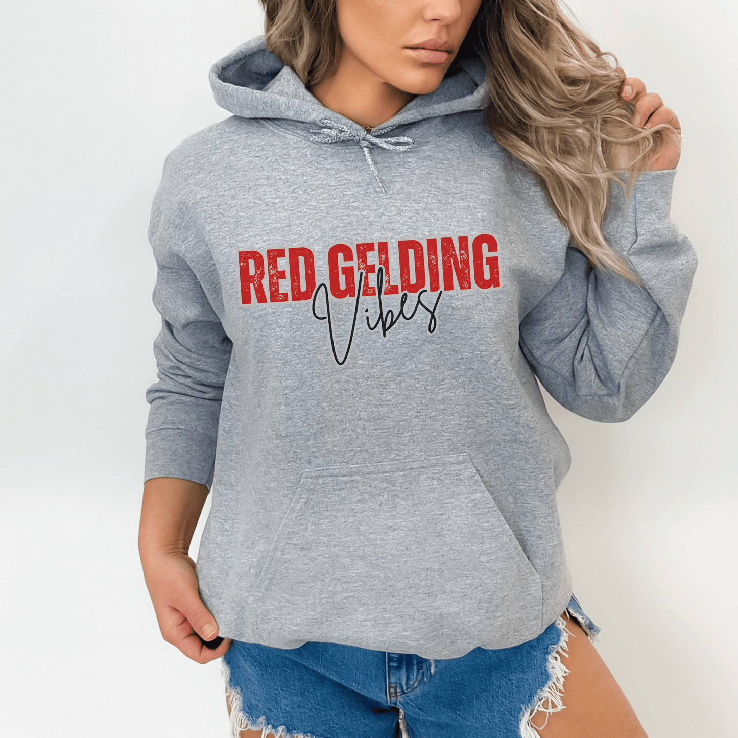Red Gelding Vibes Hoodie Horse Girl Sayings