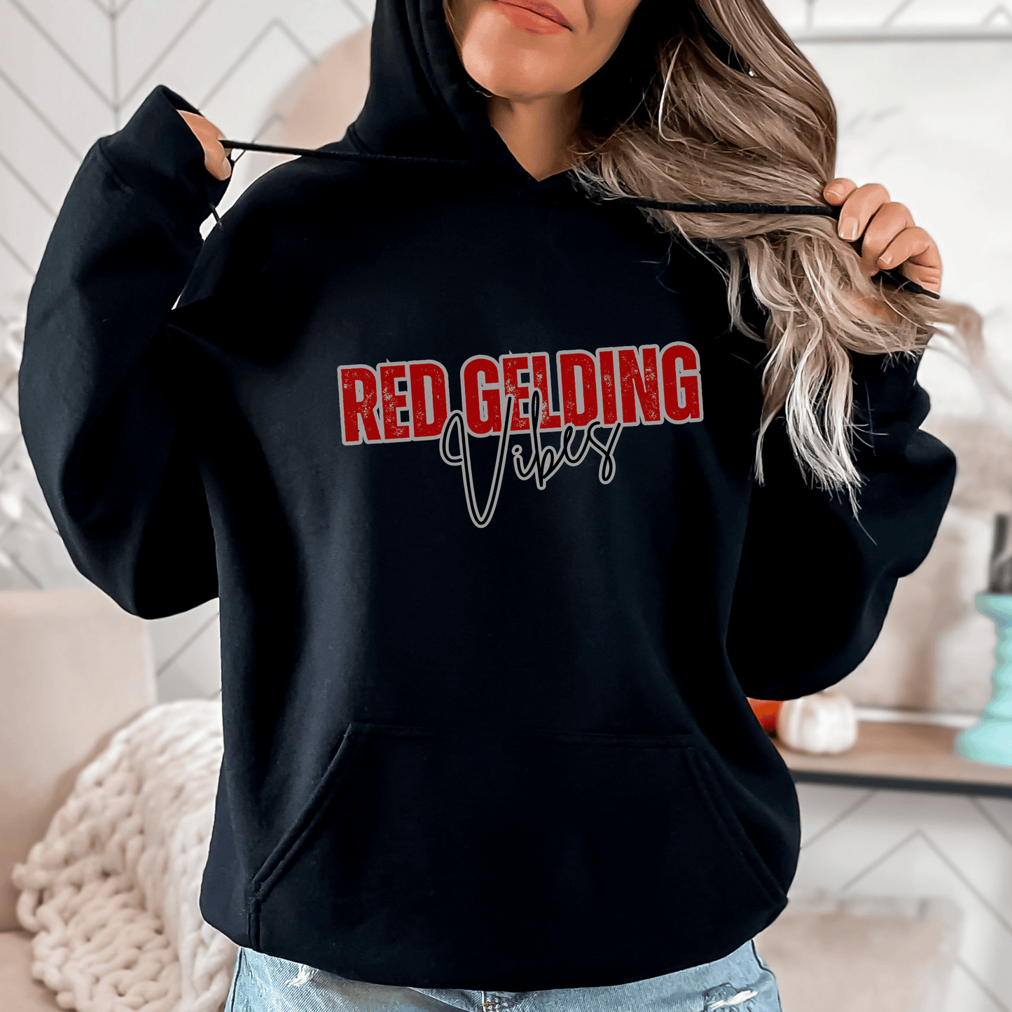 Red Gelding Vibes Hoodie Horse Girl Sayings