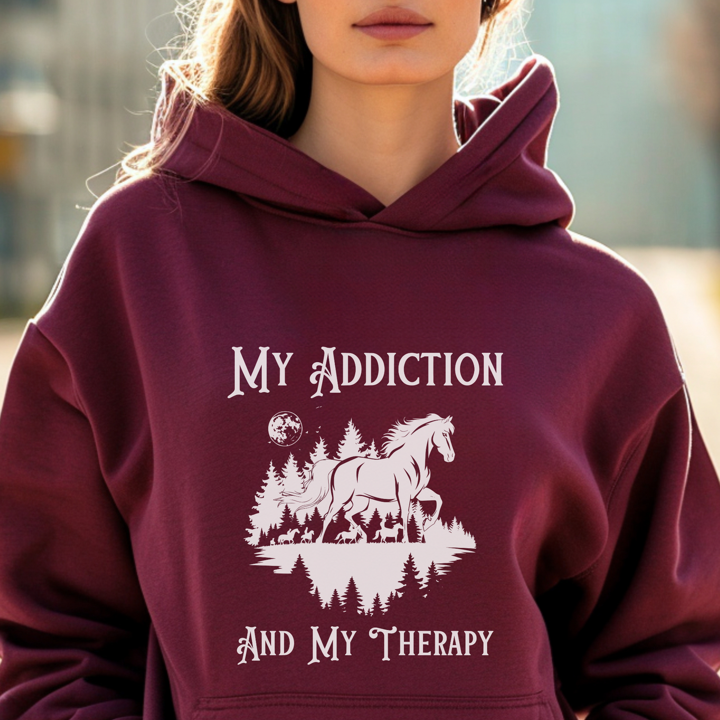 "New" My Addiction and Therapy Horse Girl Era Hoodie