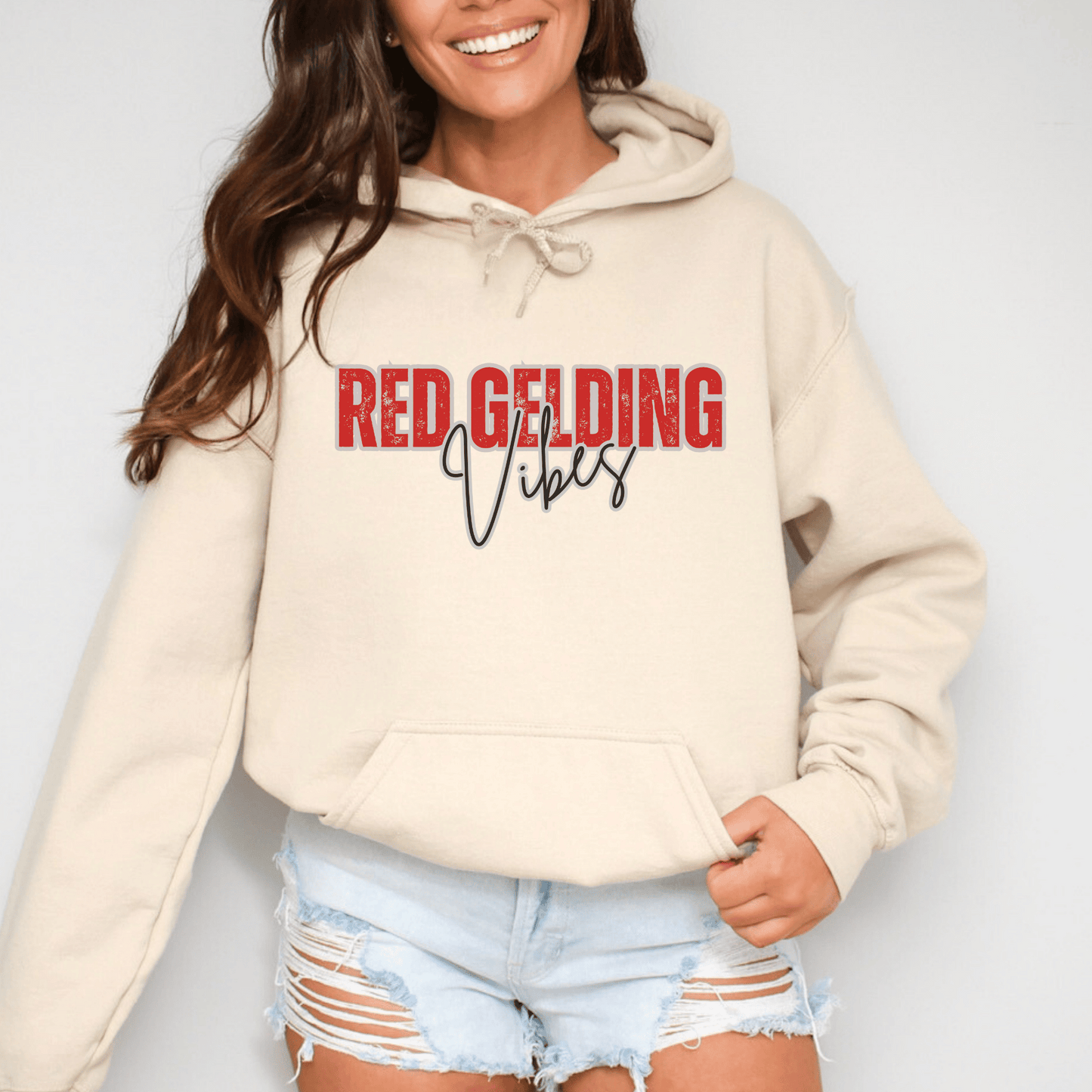 Red Gelding Vibes Hoodie Horse Girl Sayings