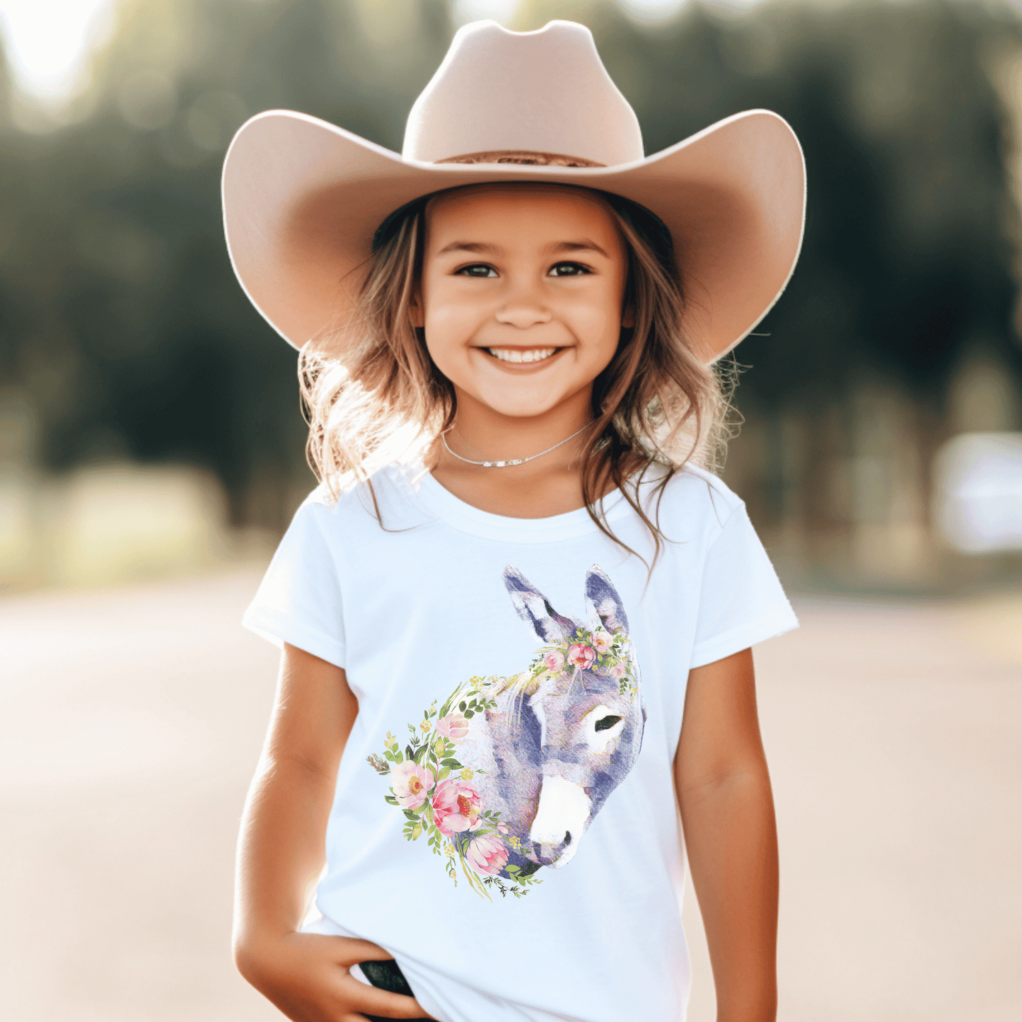 Youth Donkey and Flowers T-shirt