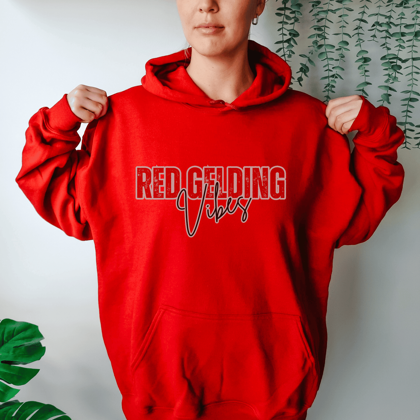Red Gelding Vibes Hoodie Horse Girl Sayings