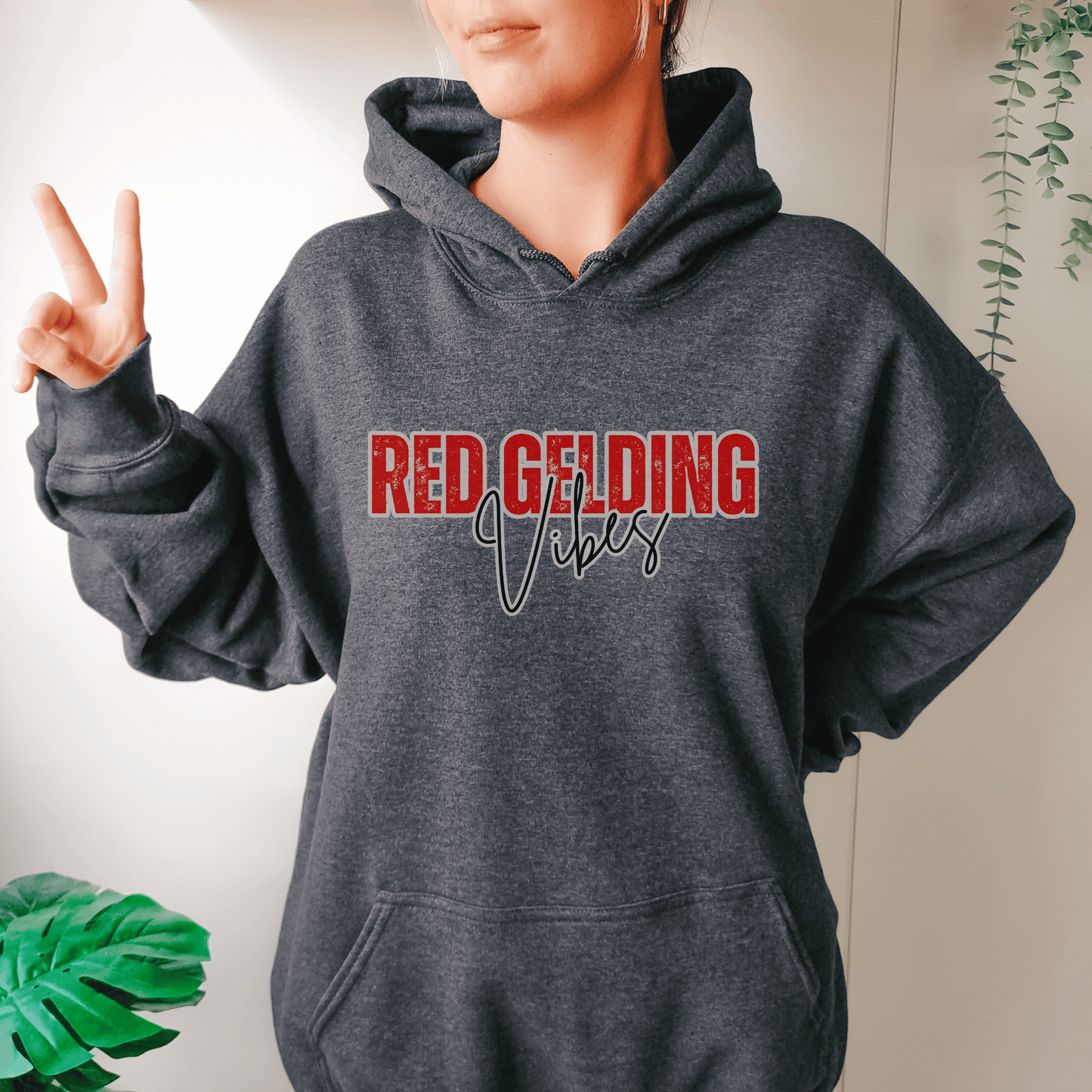 Red Gelding Vibes Hoodie Horse Girl Sayings