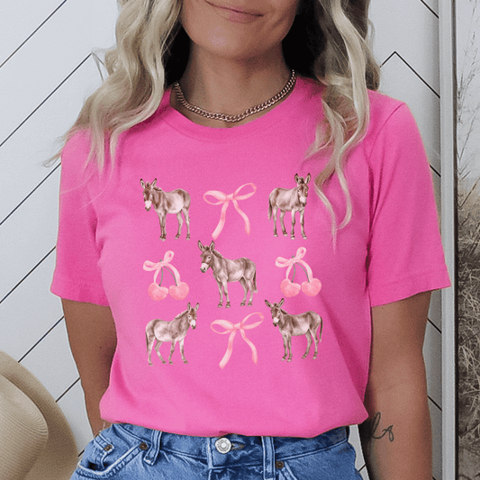 Whimsical Donkey Graphic Tee - Cute Farm Animal Design