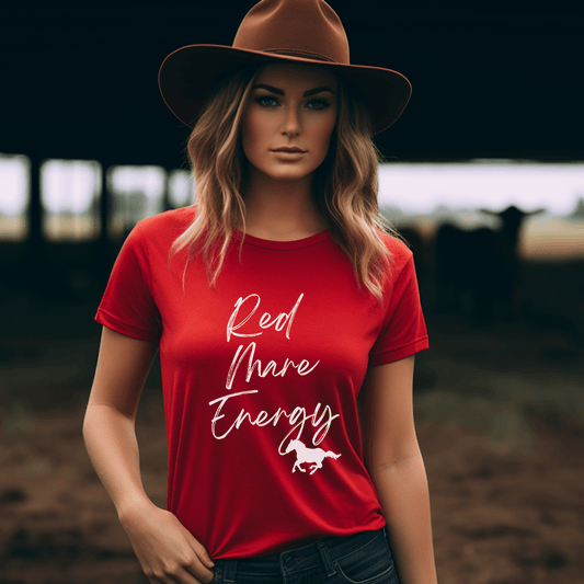 Our Red Mare Energy tee, is the perfect horse lover gift, it is super cute and is sure to be a hit with that mare horse lover in your life. Perfect farm life shirt or for horse back riding . Sure to be a hit with horse girl that owns a red mare or has the energy of one. 