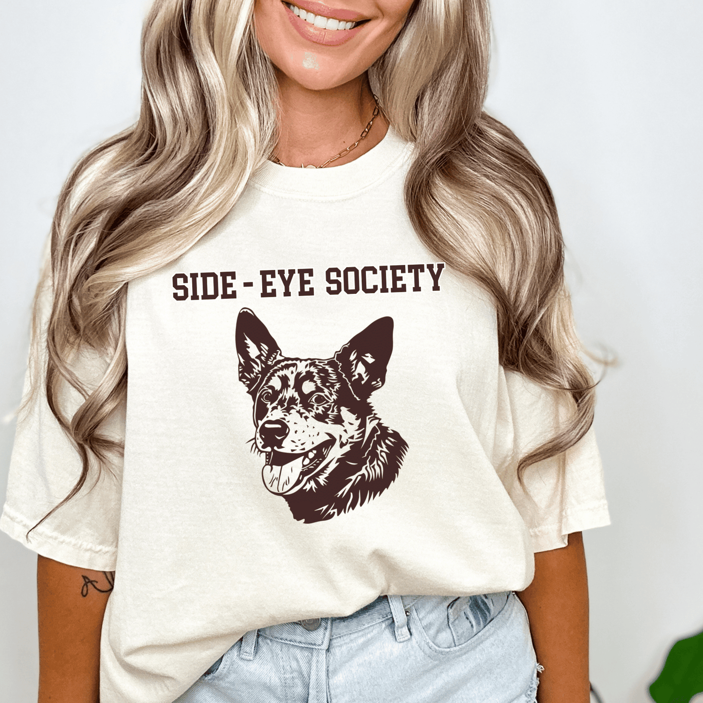 "New" Side-Eye Society  Dog Garment-Dyed T-Shirt
