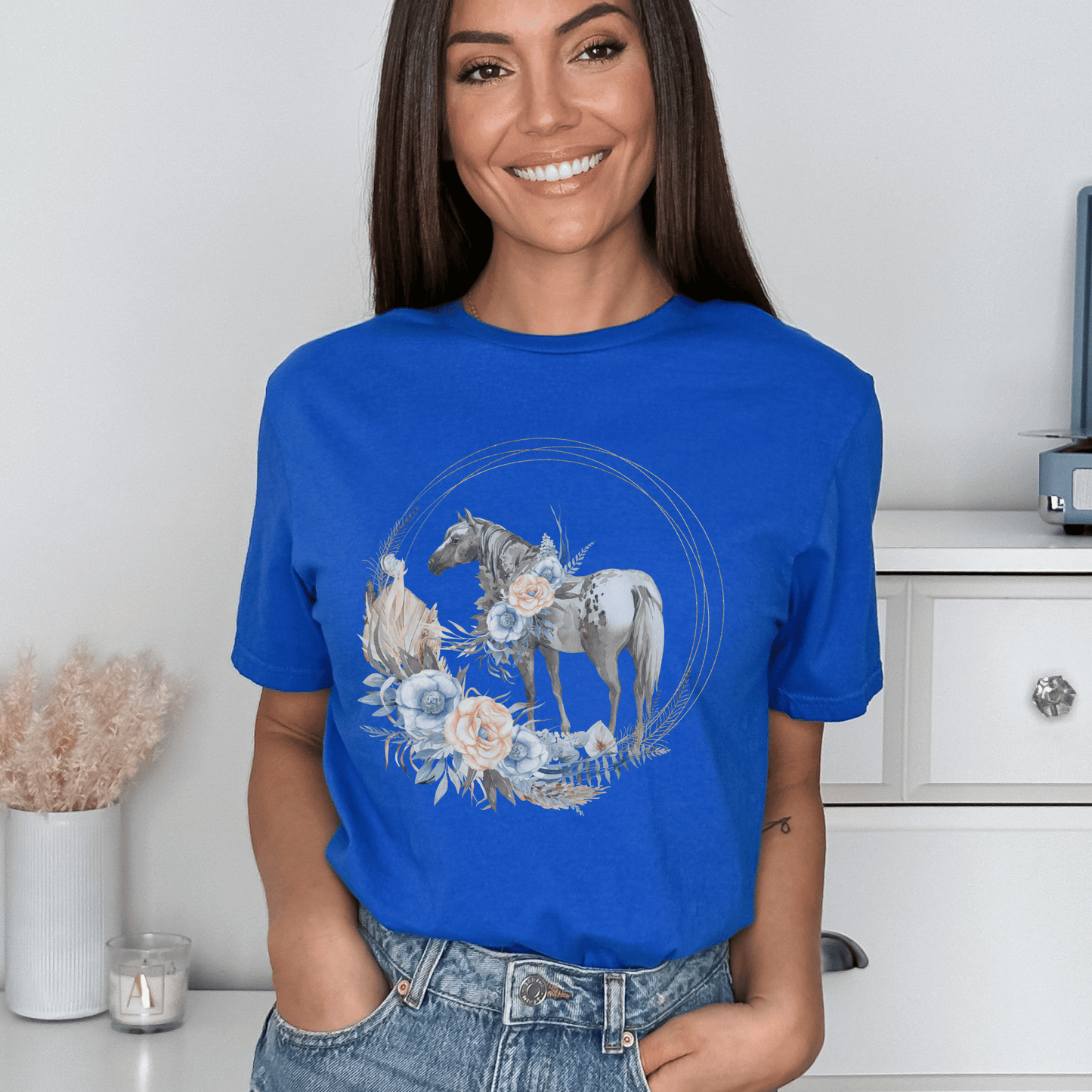  Boho cowgirl style Appaloosa horse shirt - a perfect gift for any horse lover. With a coastal Cowgirl western graphic tee that has Appy on the t-shirt design