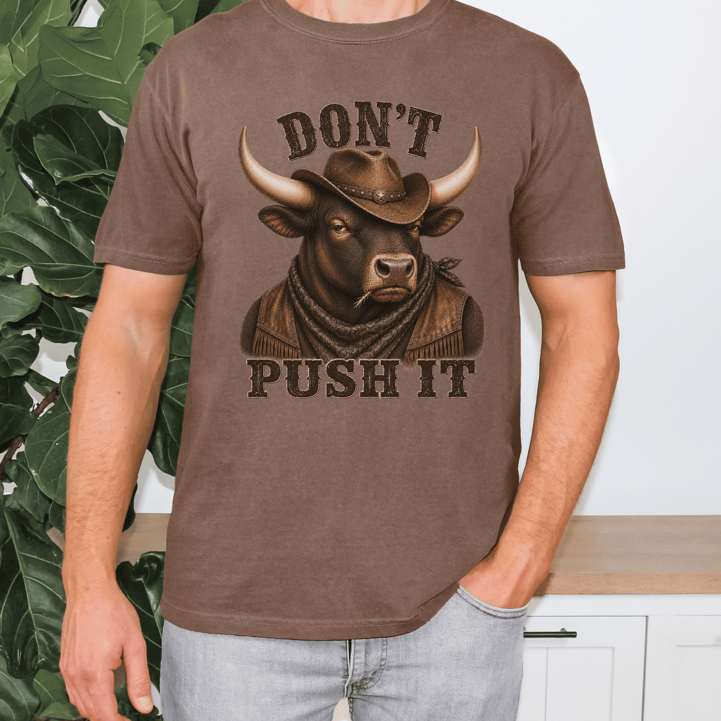 "New" Don't Push It Bull Western T-shirt