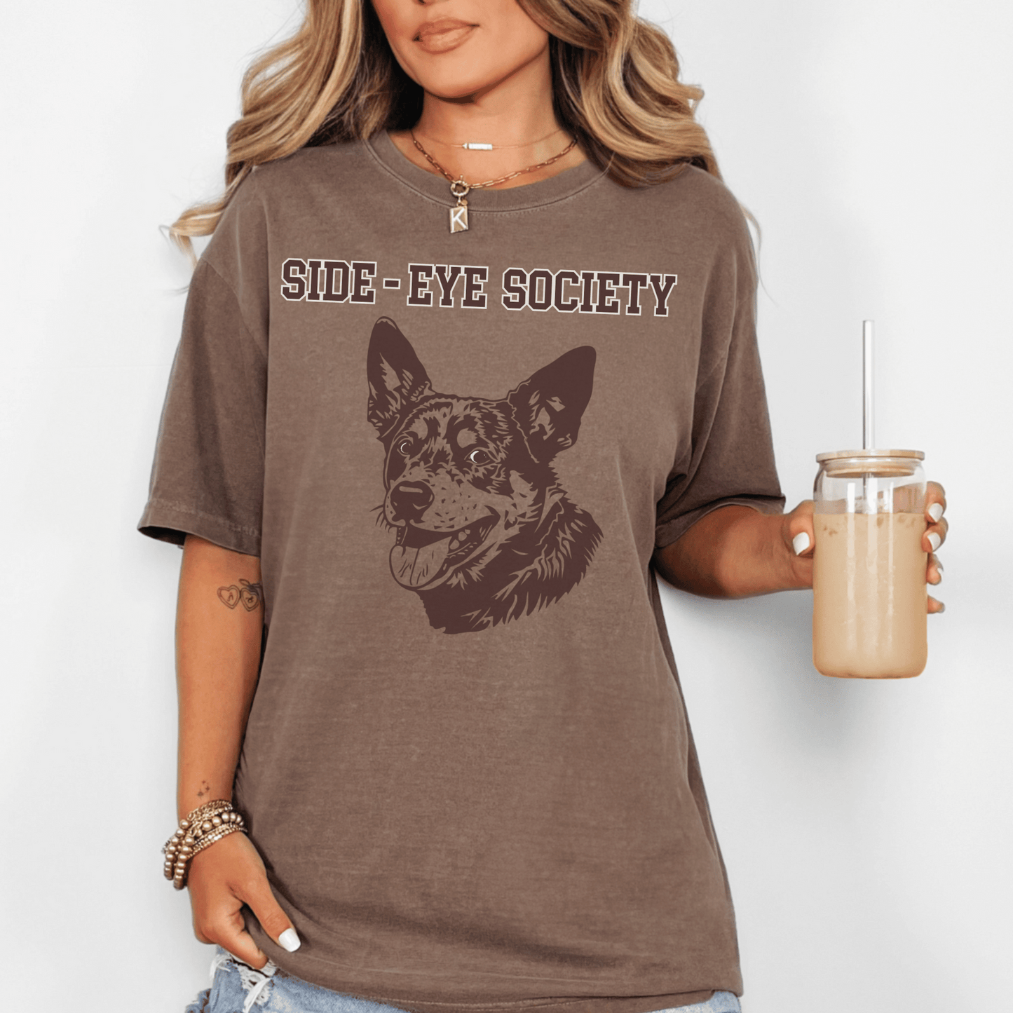 "New" Side-Eye Society  Dog Garment-Dyed T-Shirt
