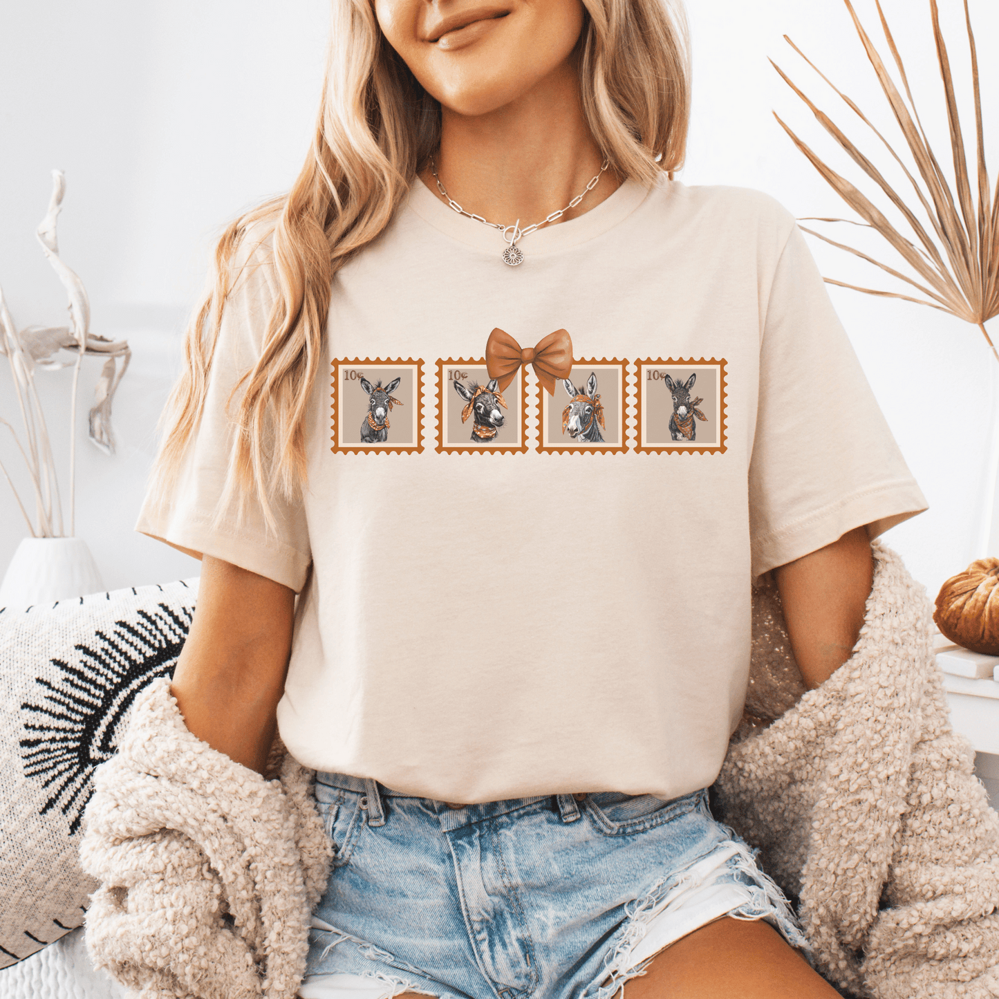 "New" Vintage Postage Stamp Donkey T-Shirt