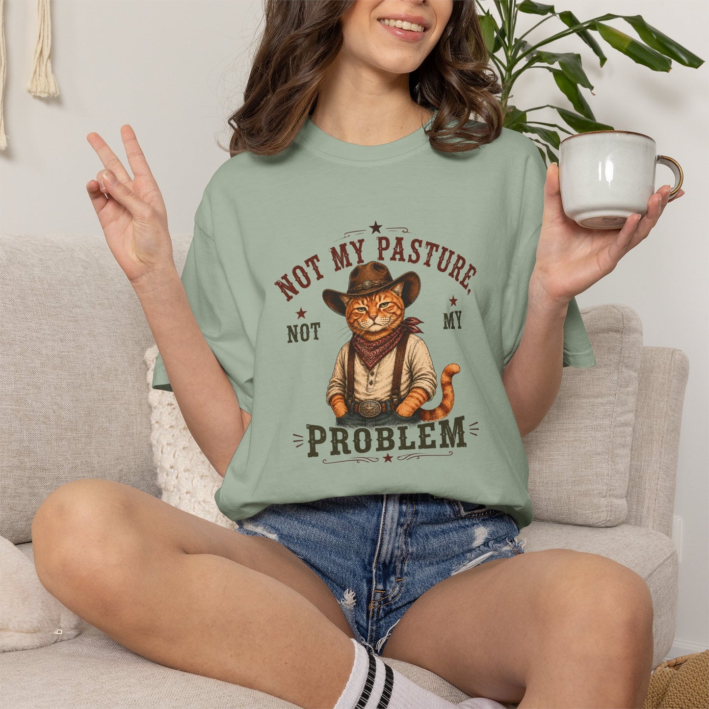Funny Cowboy Cat Shir Western Tshirt