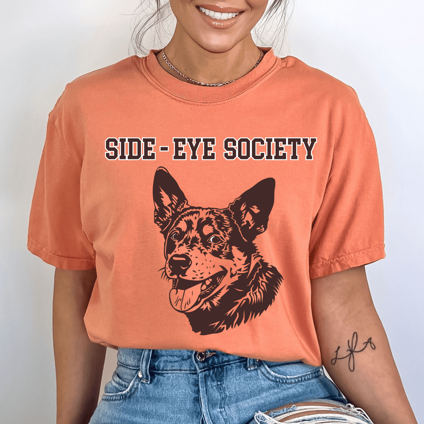 "New" Side-Eye Society  Dog Garment-Dyed T-Shirt