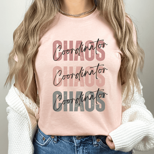  Chaos Coordinator in a stylish repeating design on a t-shirt.&nbsp; Embrace your inner chaos coordinator in style with this must-have wardrobe staple!