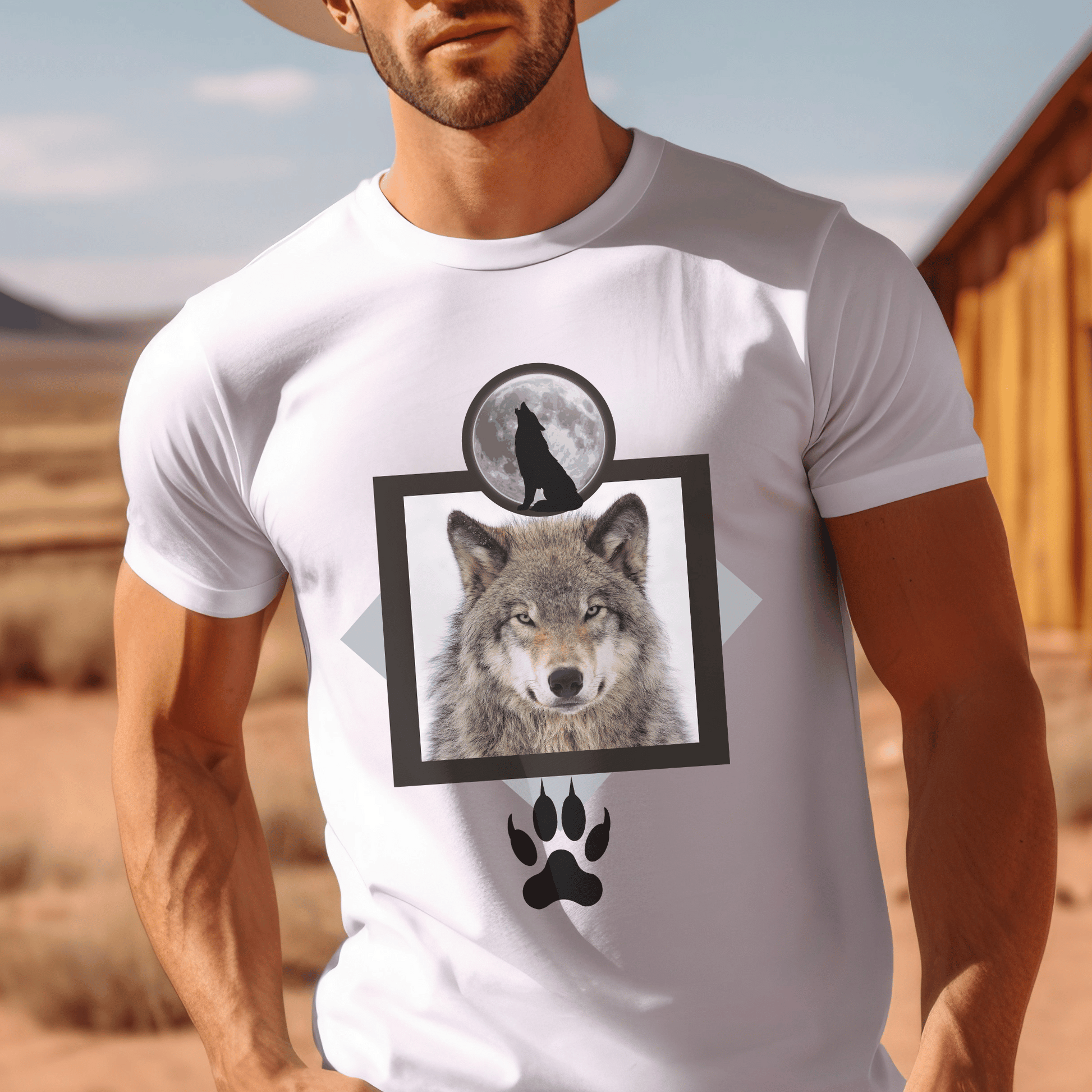 This grey wolf graphic design Men's t-shirt is a perfect gift for any wildlife enthusiast! The shirt features a striking image of a majestic wolf, making it a great addition to any outdoors man's wardro