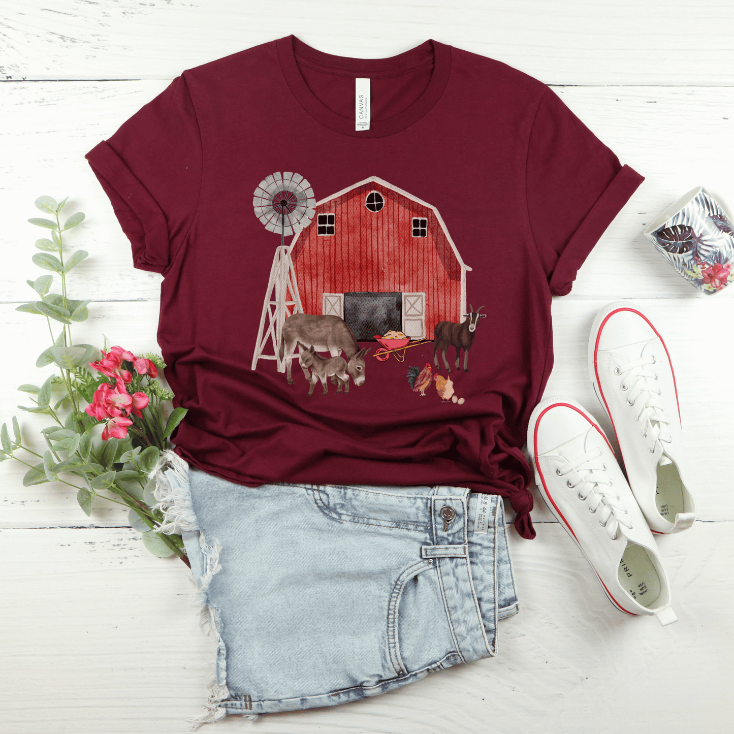 This cute farm shirt is great for anyone that loves the country and animals. The design features adorable farm animals and a red barn. This shirt is perfect gift for anyone who loves the outdoors and farms. Makes a great gift for animal lovers farmers, ranchers, and anyone in the countryside.
