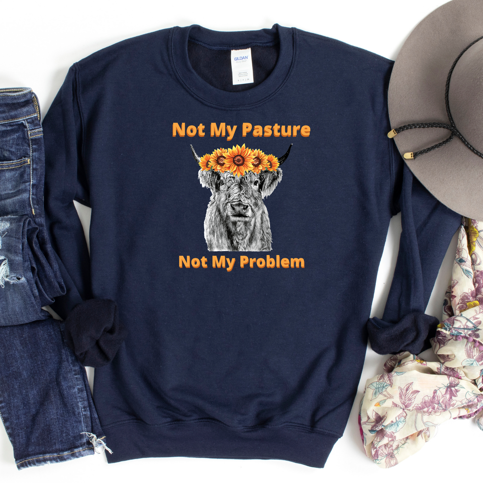 Not pasture not my problem navy sweatshirt