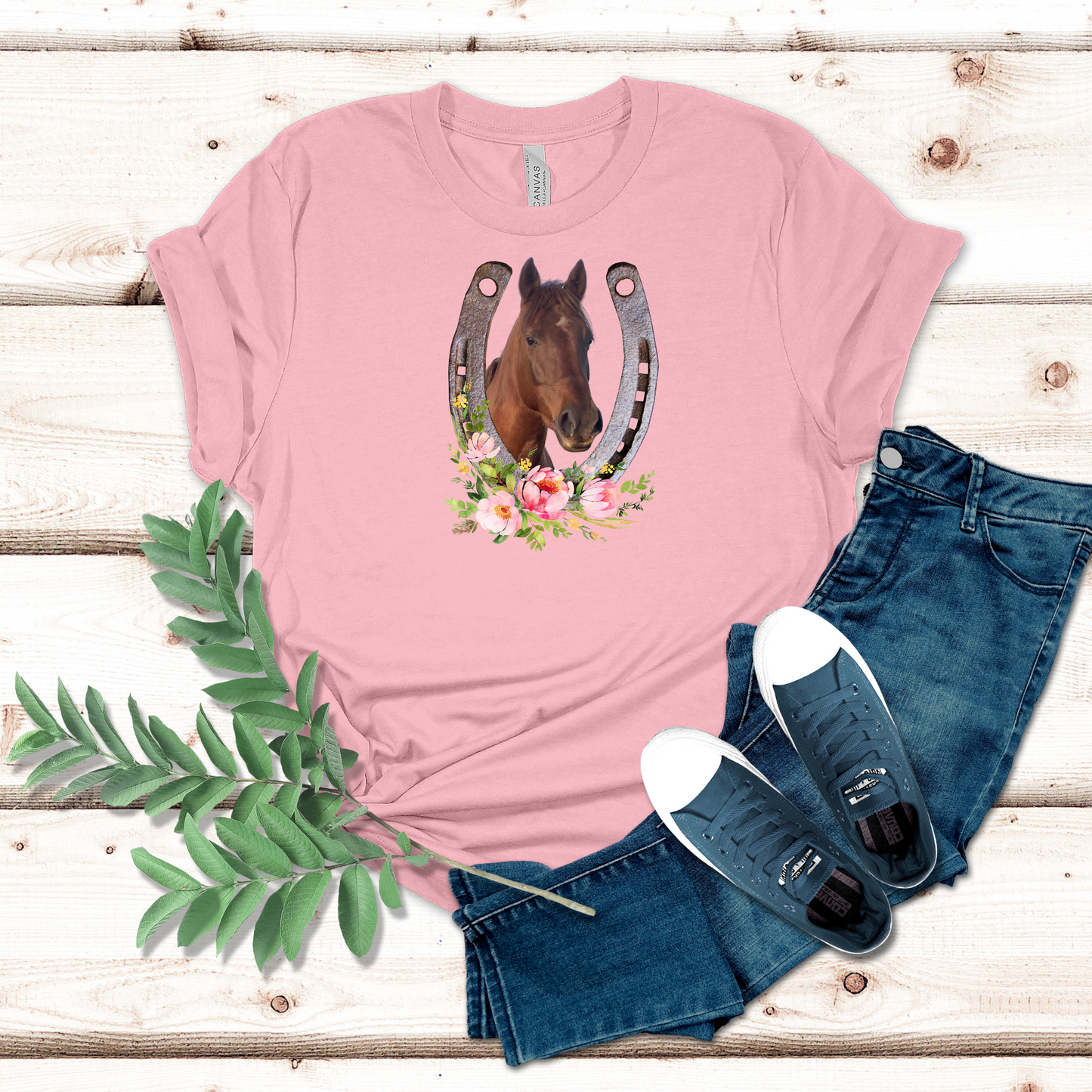 Horse and Horse Shoe Floral Tee