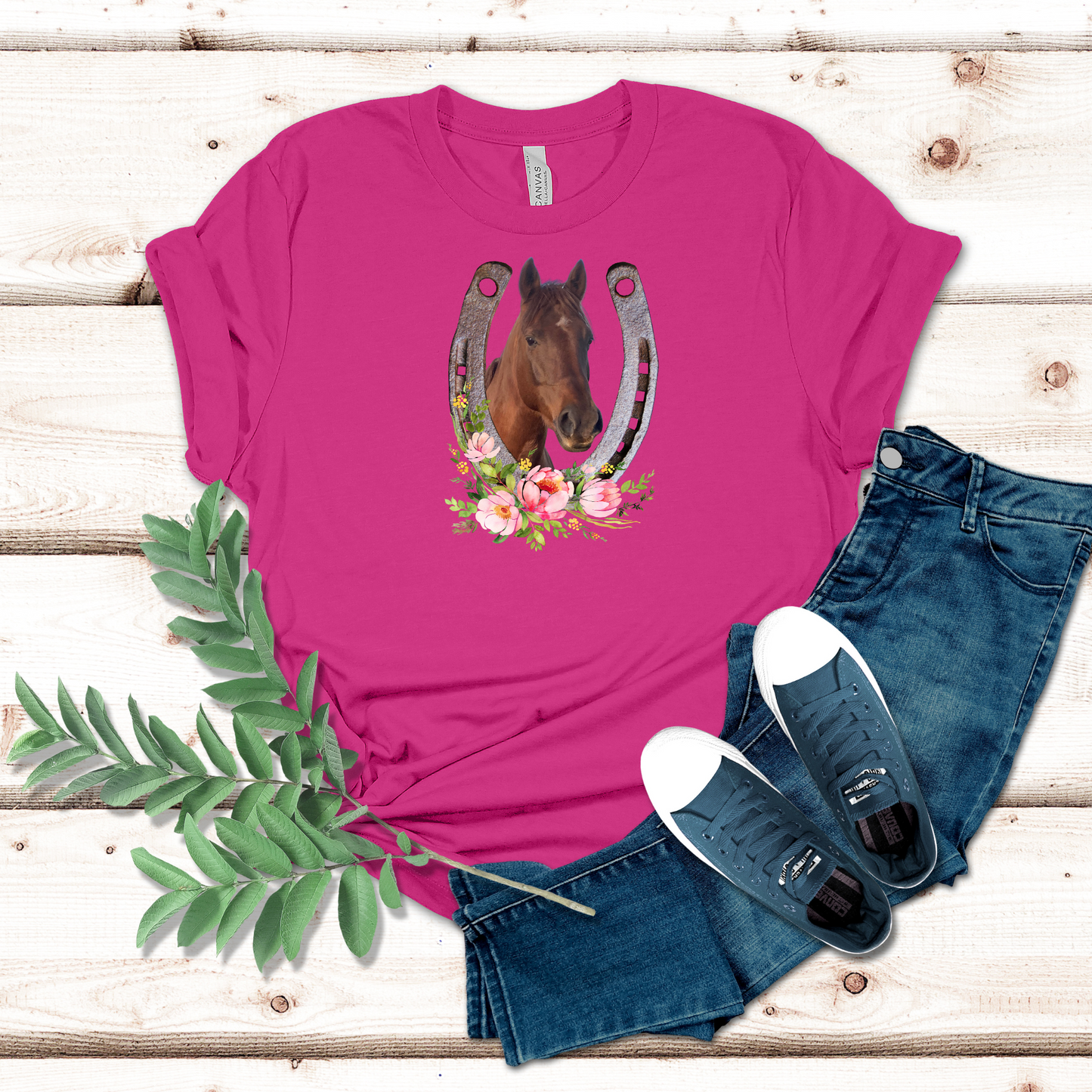 Horse and Horse Shoe Floral Tee