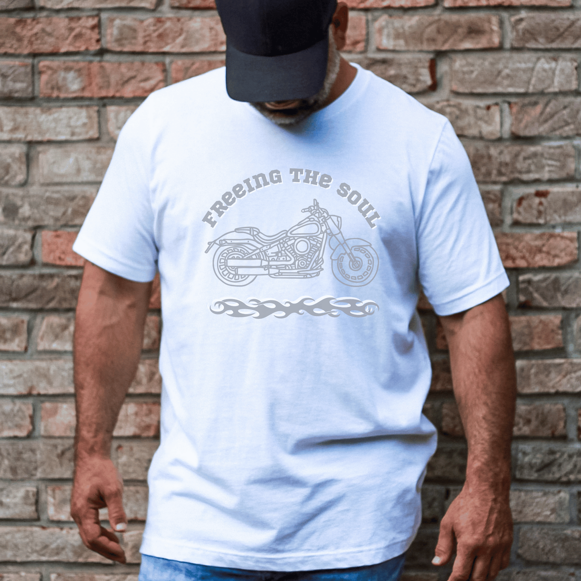 "Freeing the Soul" tee, designed for both men and women who love motorcycle riding! Made with high-quality materials, this tee not only looks great but also provides maximum comfort during long rides